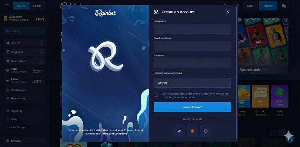 Rainbet Registration Form